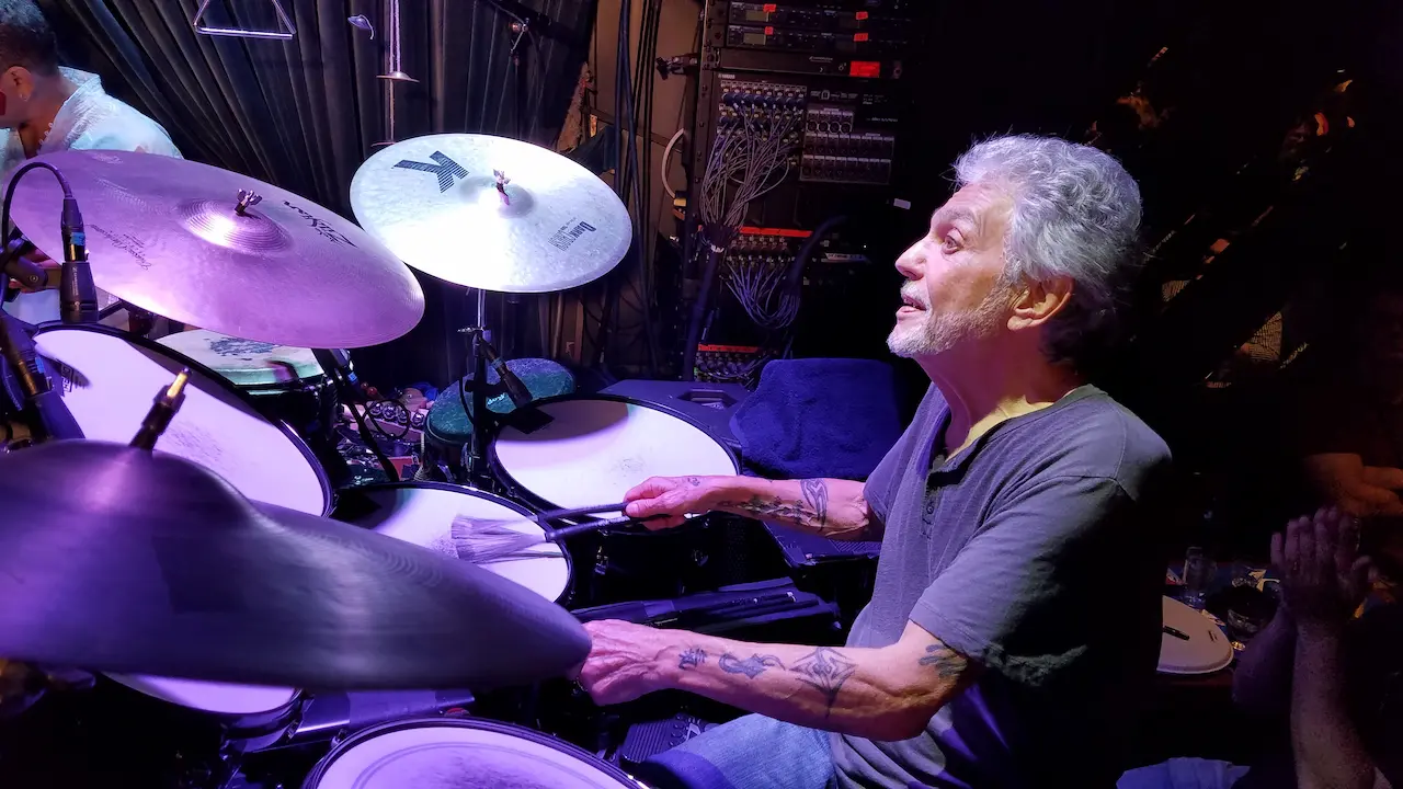 Steve Gadd plays with the brushes while watching Chick Corea during their show at the Blue Note in New York City on Friday, September 29, 2017.