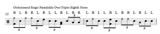 Orchestrated Single Paradiddle Over Triple Eighth Notes