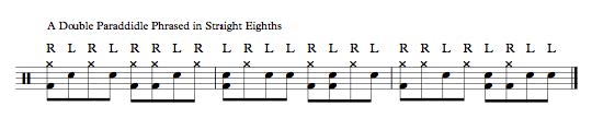 Double Paradiddle Phrased in Straight Eights