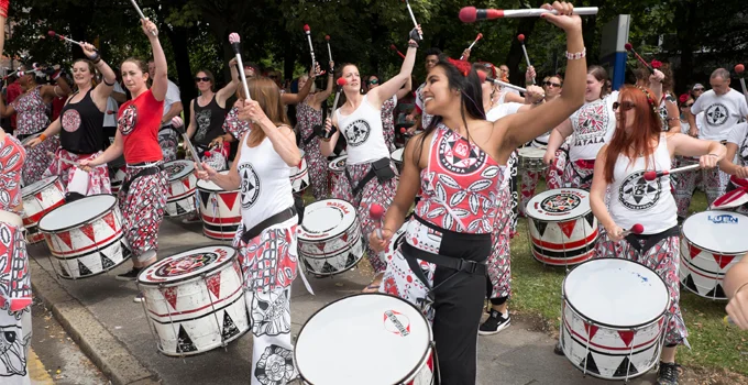 Samba Band Featuring Female Women Drumming