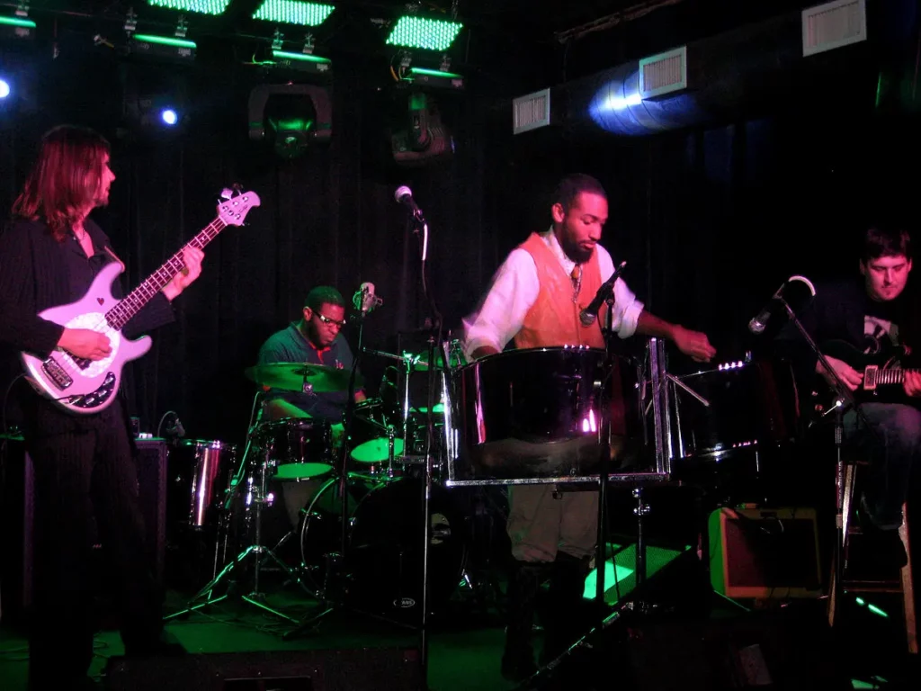 American pannist Jonathan Scales and his band performing in 2011
