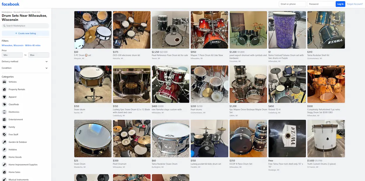 Facebook marketplace used drums