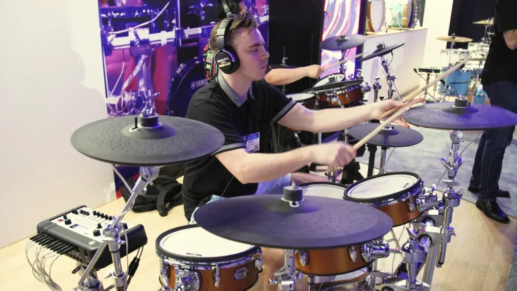 Nick Cesarz of Drumming Review testing the Yamaha DTX10 Series at NAMM